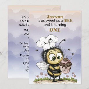 Convite Pequeno Bebê Menino Primeiro Aniversário