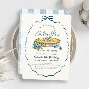 Convite Pequeno Bolo de Mirtilo Azul Aniversário