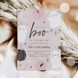 Convite Pequeno Boo Boho Halloween Festa de segundo aniver