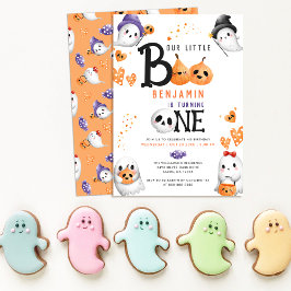 Convite Pequeno Boo Cute Fantasmas no Halloween Primeiro A