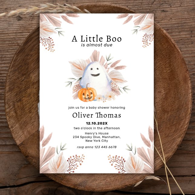 Convite Pequeno Boo Fall Boho Ghost Halloween Chá de frald (Little Boo Fall Boho Ghost Halloween Baby Shower Invitation)