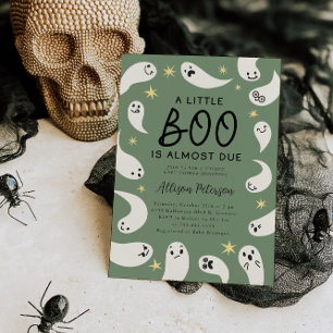 Convite Pequeno Boo Fantasma Stars Chá de fraldas Verde