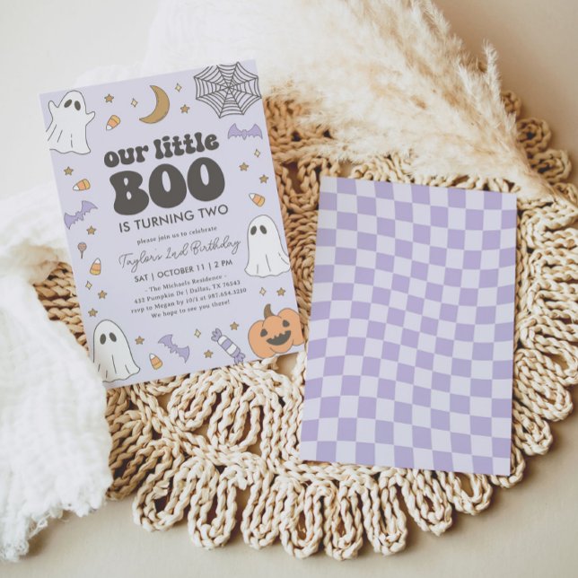 Convite Pequeno Boo Halloween Aniversário (Criador carregado)