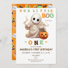 Convite Pequeno Boo Halloween Fantasma qualquer primeiro a