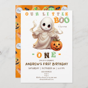 Convite Pequeno Boo Halloween Fantasma qualquer primeiro a