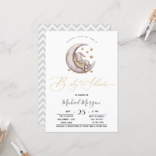 Convite Pequeno Borninho Stars Zigzag Chá de fraldas