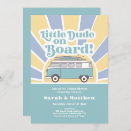 Convite Pequeno cara no chá de fraldas retrô conselho