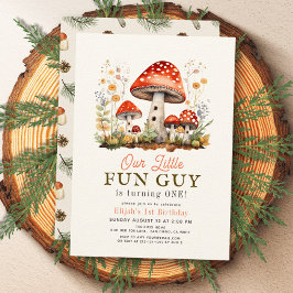 Convite Pequeno Cara primeiro aniversario de Cogumelo