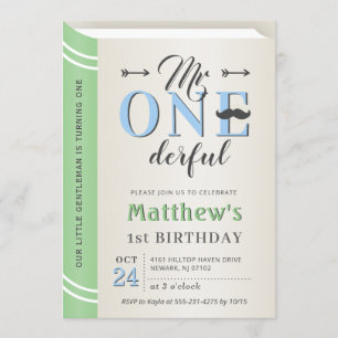 Convite Pequeno cavalheiro Sr. Onemagro 1rua Primeiro Aniv