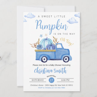 Convite Pequeno Chá de Carneiro Russo Azul Pumpkin