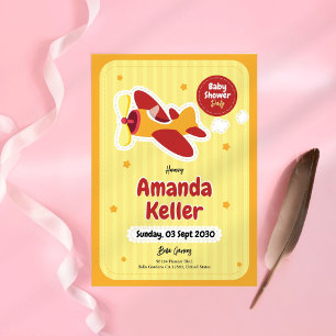 Convite Pequeno Chá de fraldas Amarelo