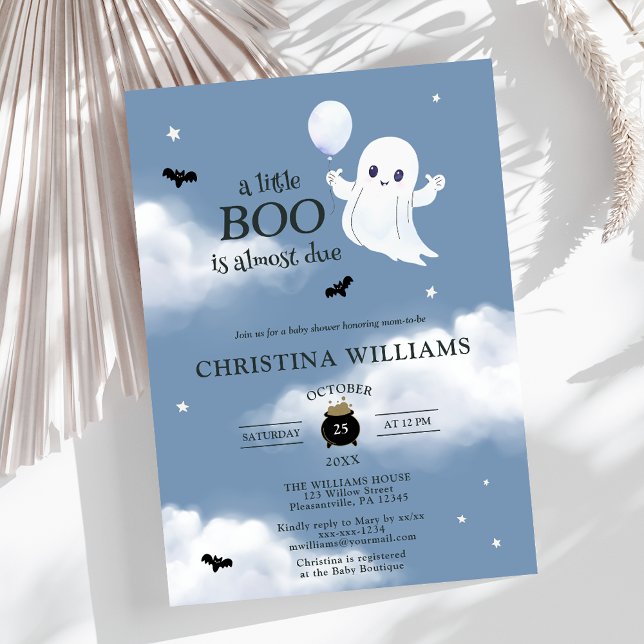 Convite Pequeno Chá de fraldas Azul Fantasma do Boo Hallow (Criador carregado)