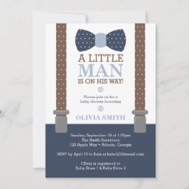 Convite Pequeno Chá de fraldas, Azul, Marrom