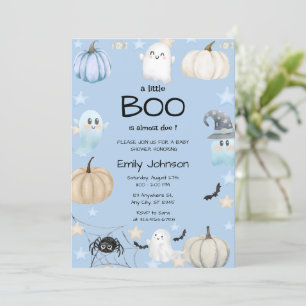Convite Pequeno Chá de fraldas Boo   Bonito Halloween