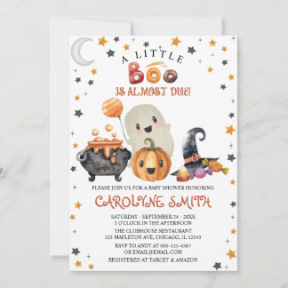 Convite Pequeno Chá de fraldas Boo Halloween Pumpkin