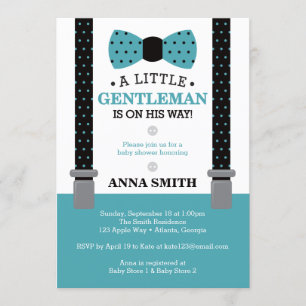 Convite Pequeno Chá de fraldas Cavalheiro Convide, Teal, P