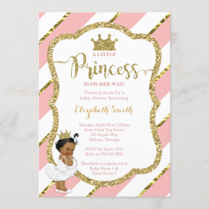 Convite Pequeno Chá de fraldas da Princesa Convide, Faux G