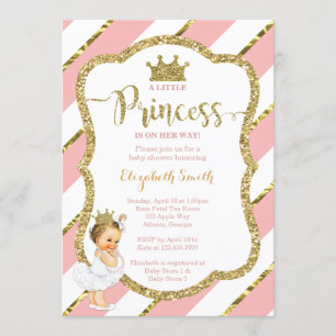 Convite Pequeno Chá de fraldas da Princesa Convide, Faux G