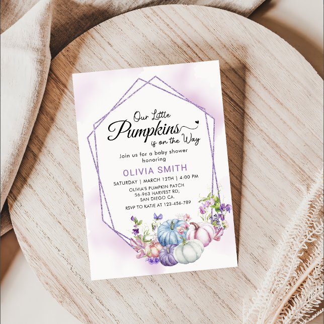 Convite Pequeno Chá de fraldas de Abóbora Floral (Criador carregado)