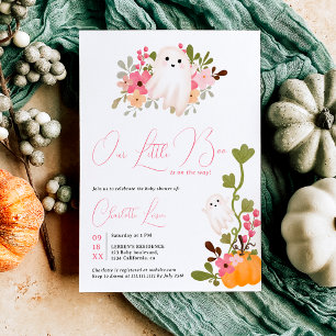 Convite Pequeno chá de fraldas de abóbora floral brilhante