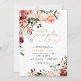 Convite Pequeno Chá de fraldas de Abóbora Queda Floral