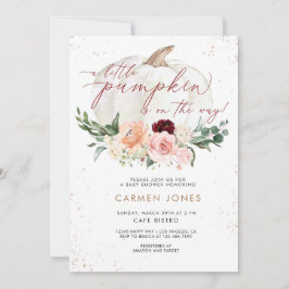 Convite Pequeno Chá de fraldas de Abóbora Queda Floral