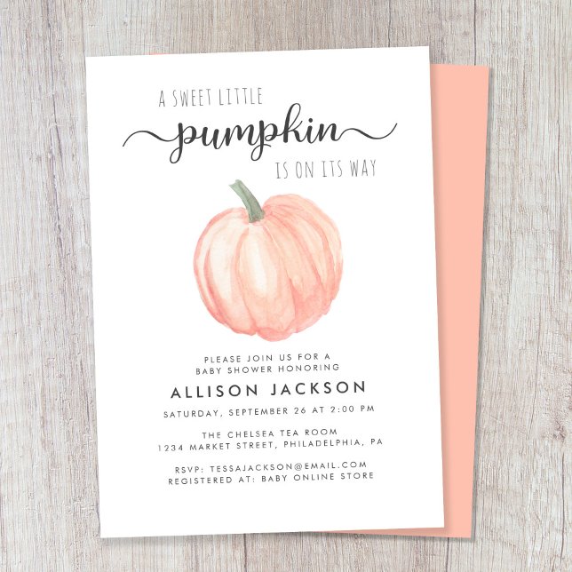 Convite Pequeno Chá de fraldas de Aquarela (Celebrate the upcoming arrival of your autumn baby with a pumpkin-themed baby shower)