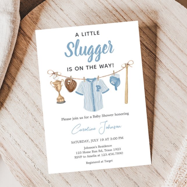 Convite Pequeno Chá de fraldas de Baseball (Baseball Little Slugger Baby Shower Invitation)