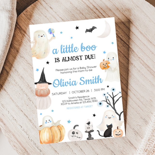 Convite Pequeno Chá de fraldas de Boo do Dia das Bruxas (A Little Boo Baby Shower Invitation)