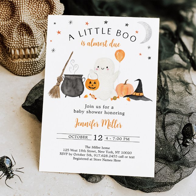 Convite Pequeno Chá de fraldas de Boo Fantasma Pumpkin (Criador carregado)