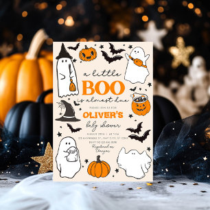 Convite Pequeno Chá de fraldas de Boo Vintage Halloween Co