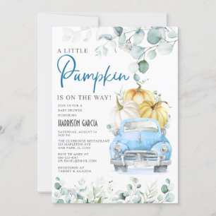 Convite Pequeno Chá de fraldas de Caminhão Azul Pumpkin
