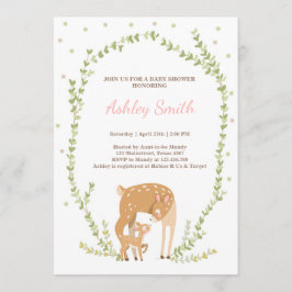 Convite Pequeno chá de fraldas de cervos Floresta Woodland