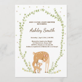 Convite Pequeno chá de fraldas de cervos Floresta Woodland