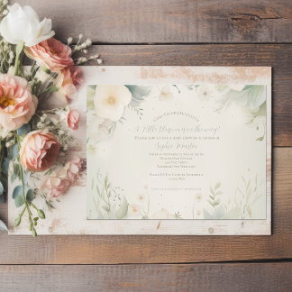 Convite Pequeno Chá de fraldas de Flor Ilustrado