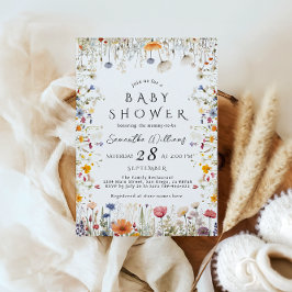 Convite Pequeno Chá de fraldas de Flor Selvagem Brilhante