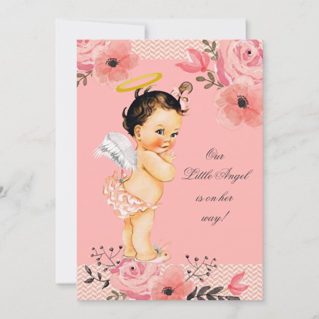 Convite Pequeno Chá de fraldas de Flores de Aquarela (Frente)