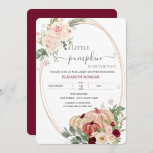 Convite Pequeno Chá de fraldas de Flores de Frame de Abóbo