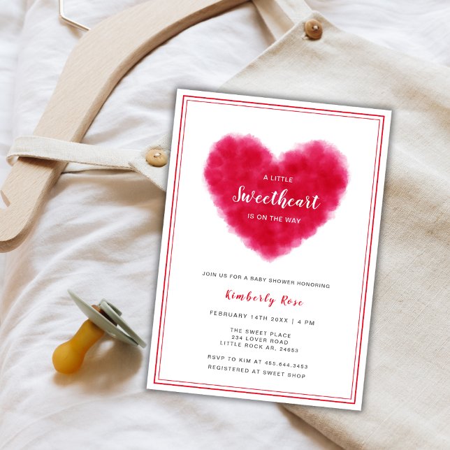Convite Pequeno Chá de fraldas de Frame de Namorados (Little Sweetheart Frame Valentines Baby Shower Invitation)