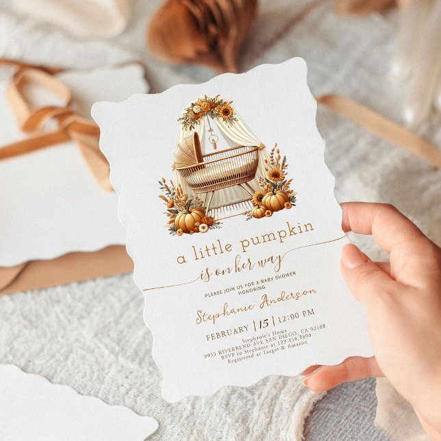 Convite Pequeno Chá de fraldas De Garota De Abóbora (Criador carregado)