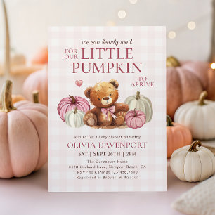 Convite Pequeno Chá de fraldas de Gingham Fall Girl Pumpki