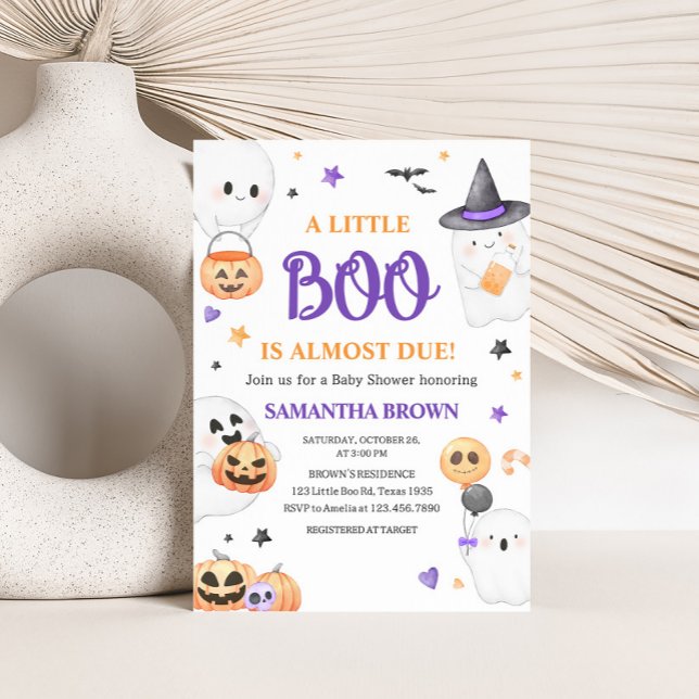 Convite Pequeno Chá de fraldas de Halloween do Fantasma Ro (A Little Boo Baby Shower Invitation
)