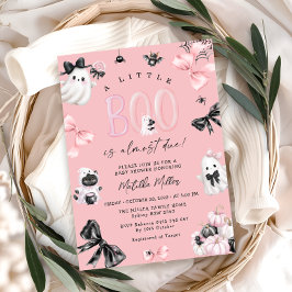 Convite Pequeno Chá de fraldas de Halloween Rosa