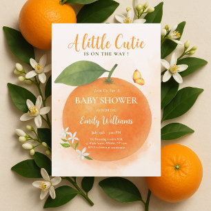 Convite Pequeno Chá de fraldas de Laranja Cutie