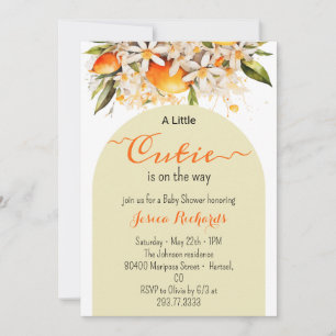 Convite Pequeno Chá de fraldas de Laranja Cutie Citrus Tan
