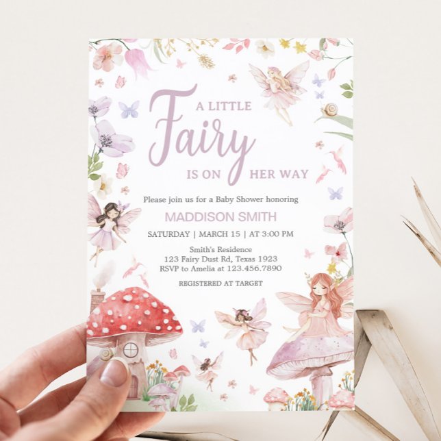 Convite Pequeno Chá de fraldas de leite (Little Fairy Whimsical Baby Shower Invitation)