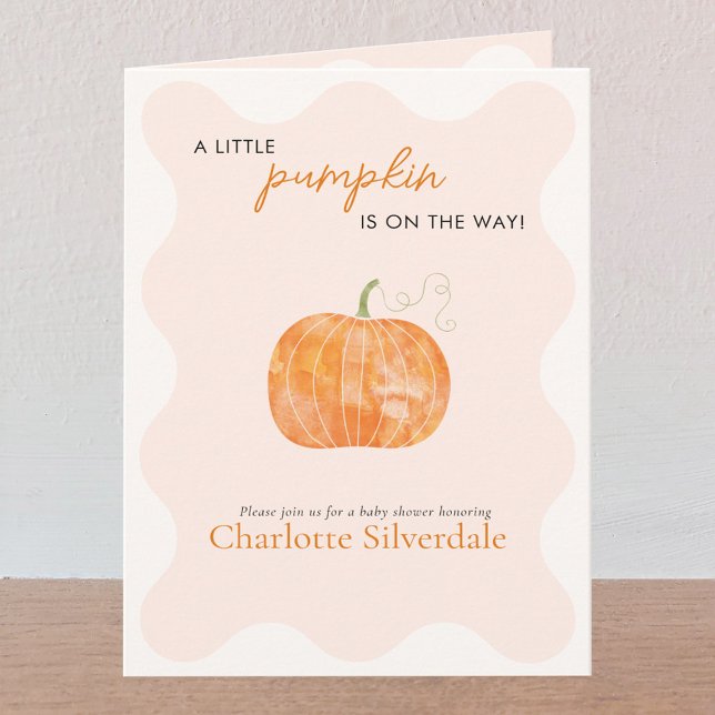 Convite Pequeno Chá de fraldas de outono de Abominável (A Little Pumpkin is on the Way autumn fall themed personalized baby shower invitation)