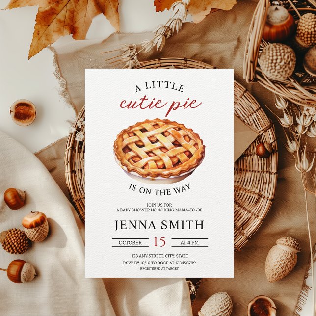 Convite Pequeno Chá de fraldas de Pizza Fall (Little Cutie Pie is on the Way Baby Shower Invitation Fall )