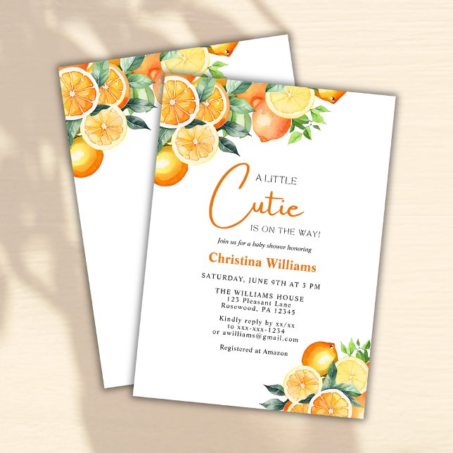Convite Pequeno Chá de fraldas de Verão de Citrus Cutie Wa (Criador carregado)