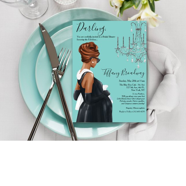 Convite Pequeno Chá de fraldas de Vestido Azul (Criador carregado)